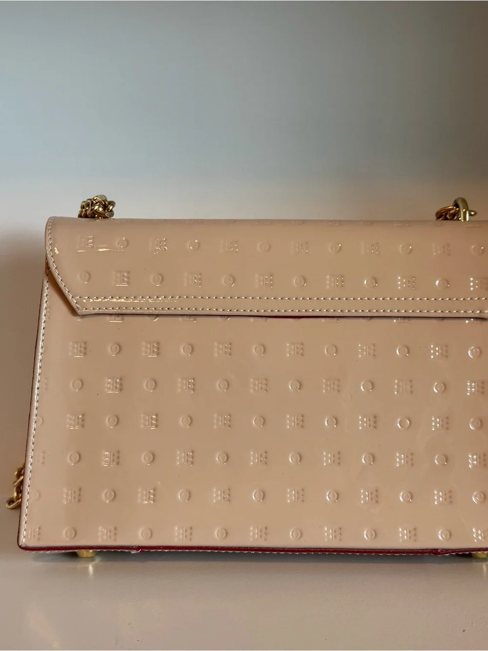 Arcadia Light blush Patent Leather Chain Crossbody Bag with Gold Hardware - Picture 3 of 3